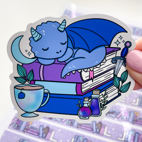 Dragon Book Stack Vinyl Die Cut Sticker