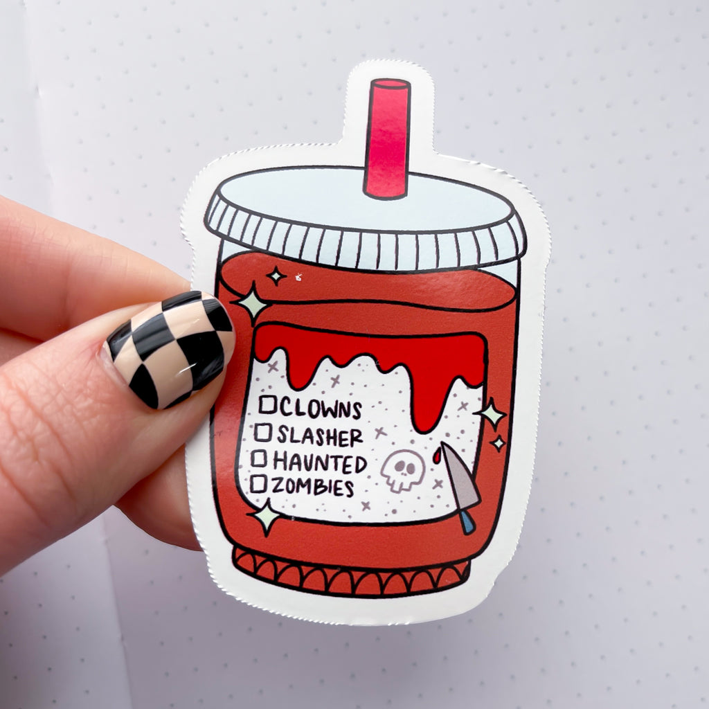 Horror Coffee Vinyl Die Cut Sticker