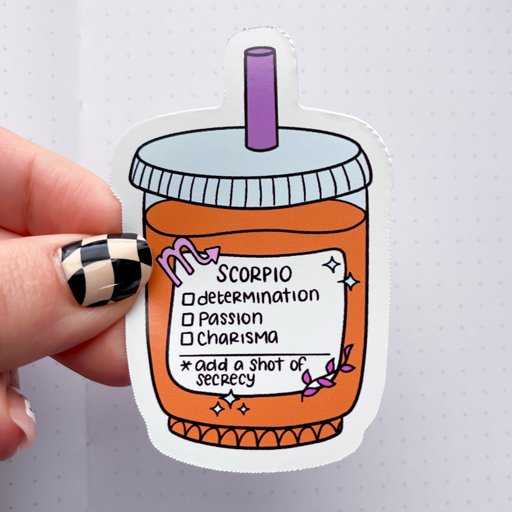Scorpio Coffee Order Vinyl Die Cut Sticker