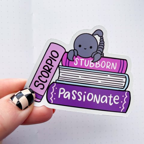 Scorpio Book Stack Vinyl Die Cut Sticker