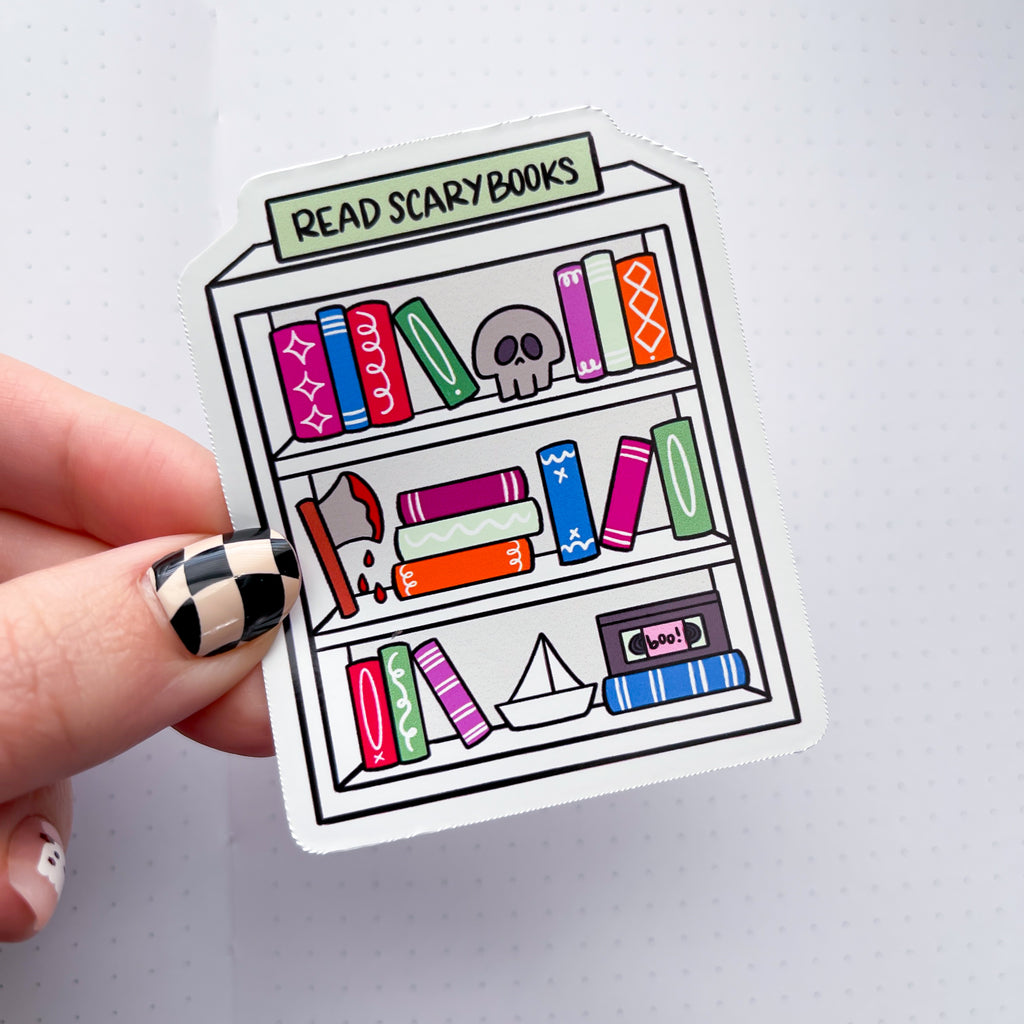 Horror Bookcase Vinyl Die Cut Sticker