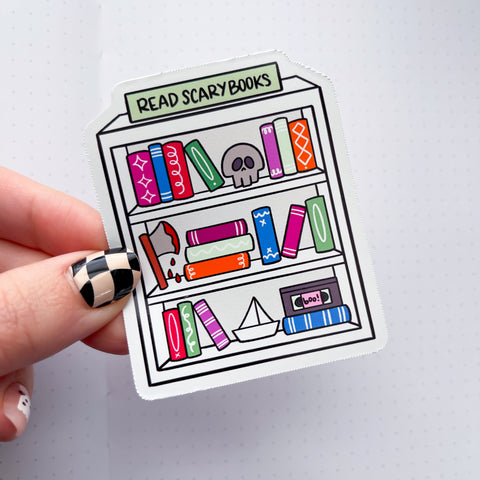 Horror Bookcase Vinyl Die Cut Sticker