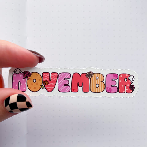 November Bean Vinyl Die Cut Sticker