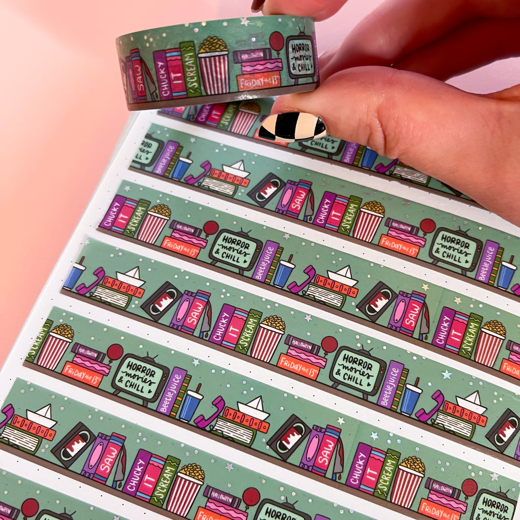 Holo Foil Horror Movie Shelf Washi Tape (15mm)