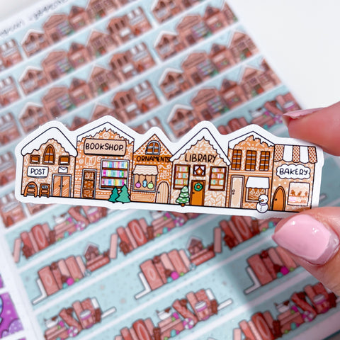 Gingerbread Town Vinyl Die Cut Sticker