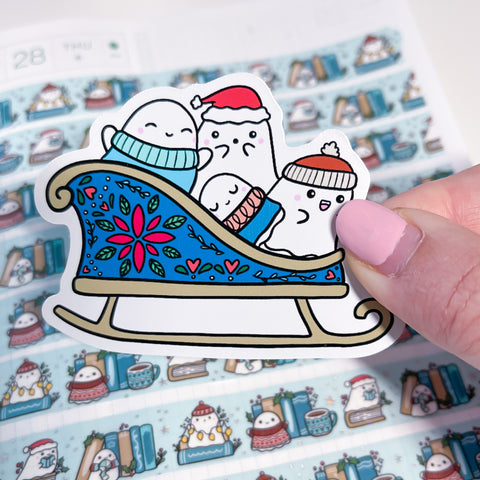 Christmas Sleigh Ghosts Vinyl Die Cut Sticker