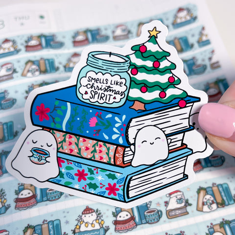 Nordic Christmas Book Stack Vinyl Die Cut Sticker