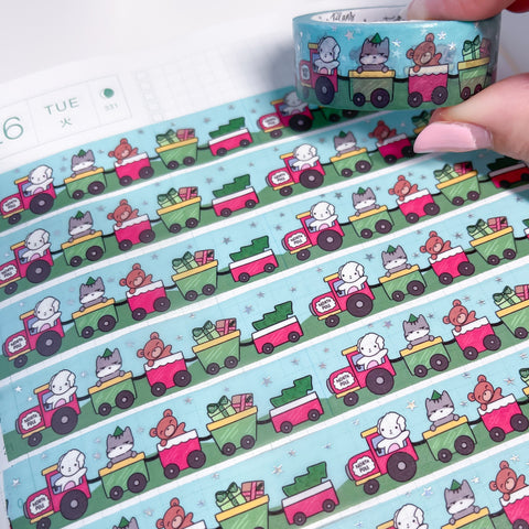 Holo Foil Christmas Train Washi Tape (15mm)