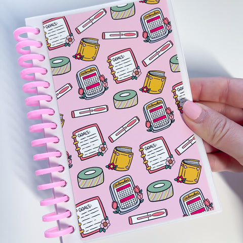 4x6 Journaling Doodles Pink Coil Reusable Sticker Book