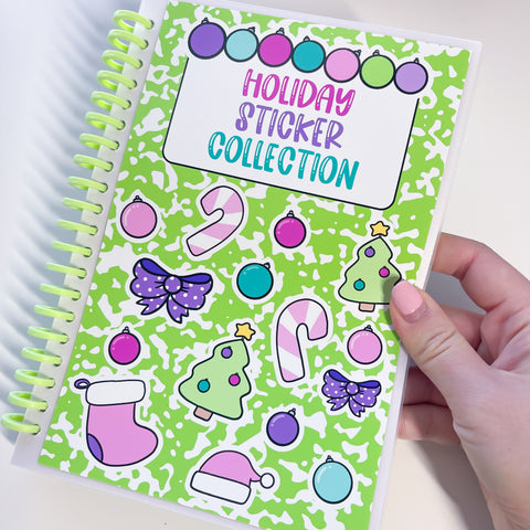 A5 Holiday Stickers Green Coil Reusable Sticker Book