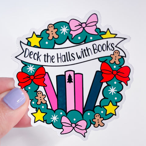 Bookish Deck The Halls Vinyl Die Cut Sticker