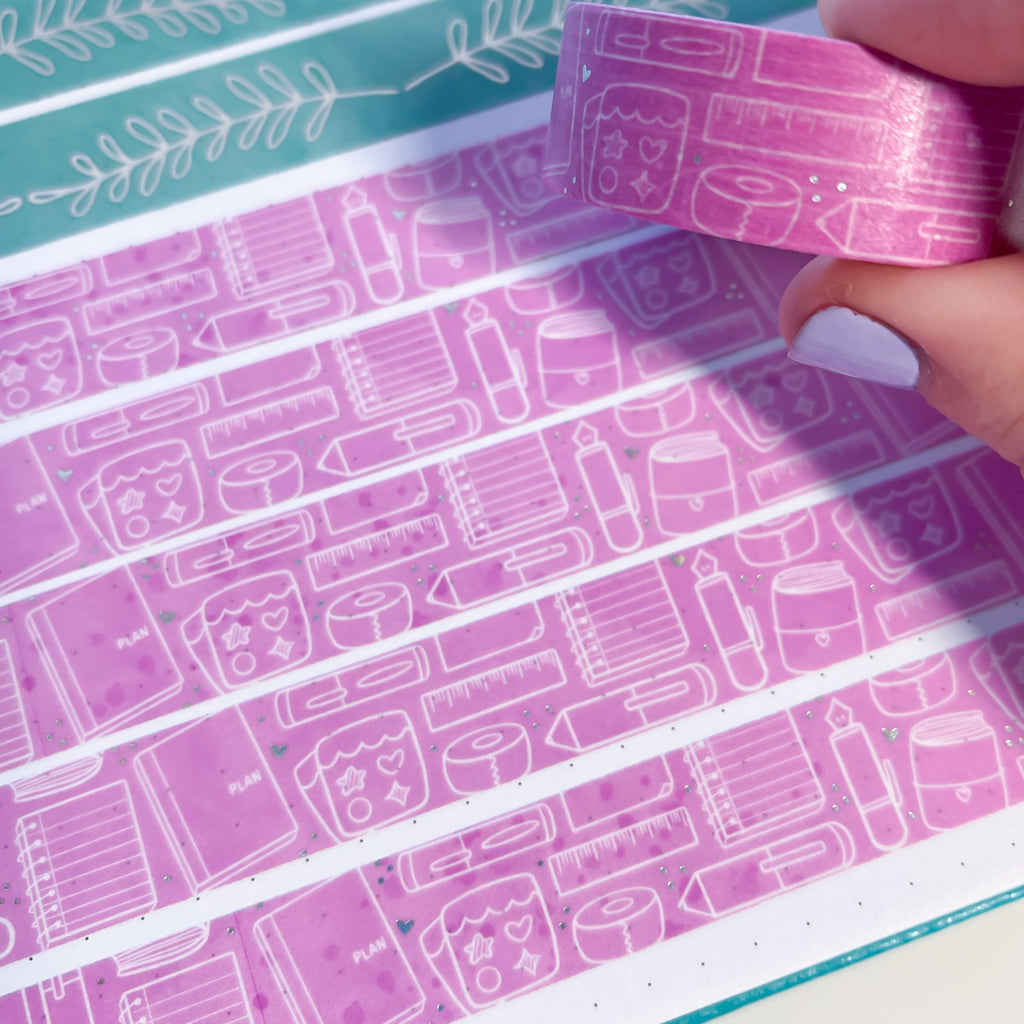 Holo Foil PINK Watercolor Planner Washi Tape (15mm)