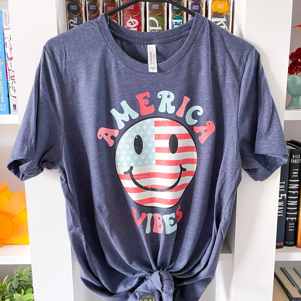 4th of July America Vibes Smiley Reading Shirt