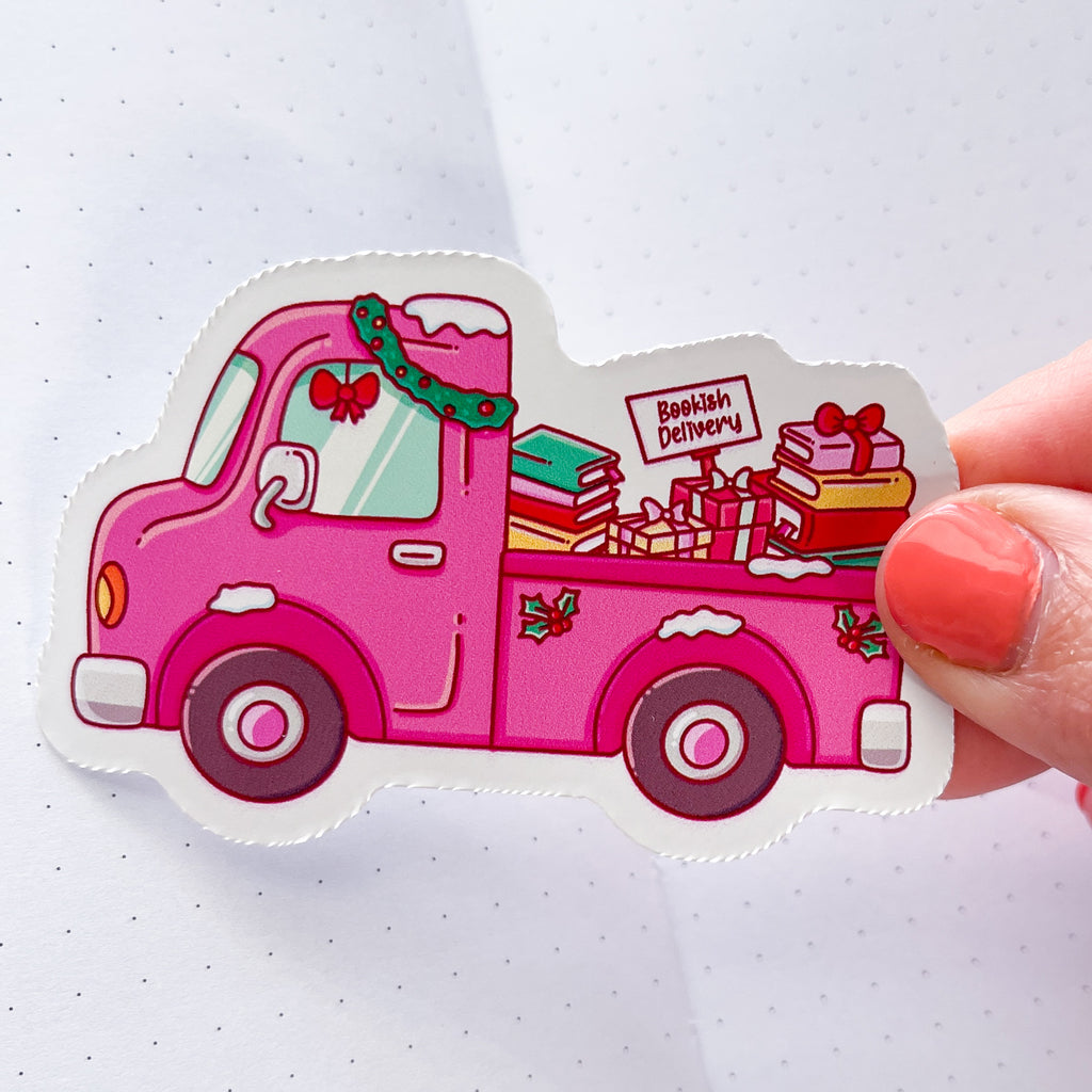 Christmas Truck Bookish Vinyl Die Cut Sticker