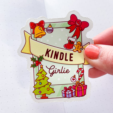 E Reader Girlie- Xmas Vinyl Die Cut Sticker