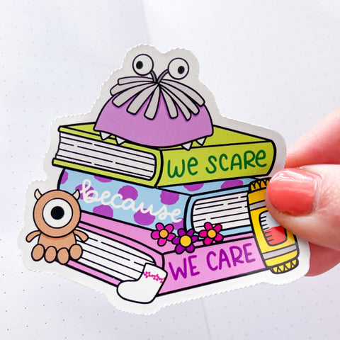 Monster Book Stack Vinyl Die Cut Sticker
