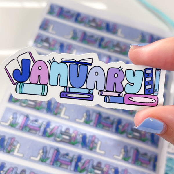 Sticker January Week January Bookish Vinyl Die Cut Sticker – Sweet Bean Plans