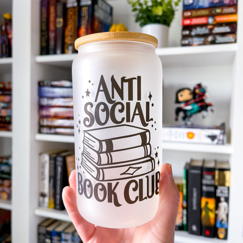 Anti Social Book Club Frosted Can Glass
