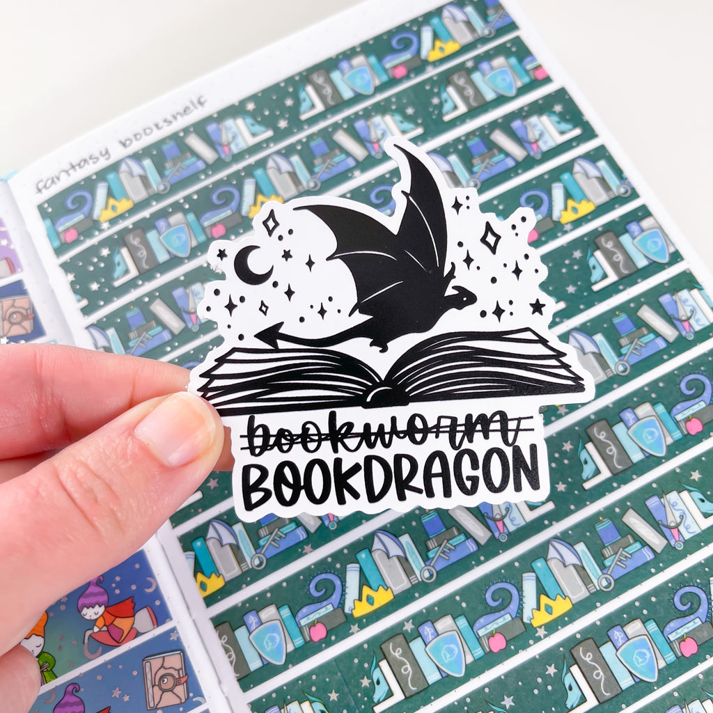 Book Worm? Book Dragon Premium Vinyl Die Cut