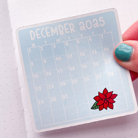 December 2025 Calendar Vinyl Die Cut Sticker