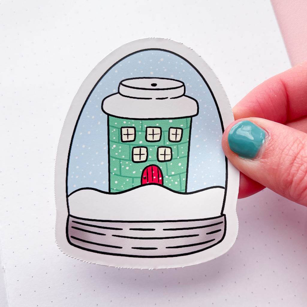 Peppermint Snow Globe Vinyl Die Cut Sticker