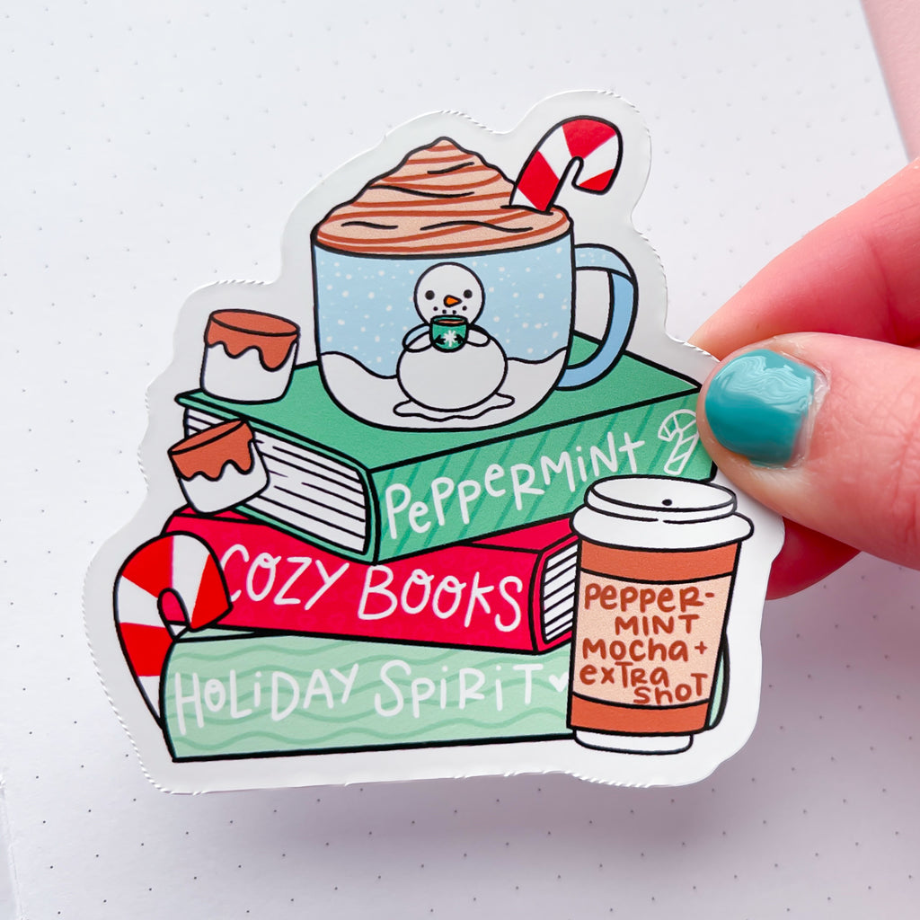 Peppermint Book Stack Vinyl Die Cut Sticker