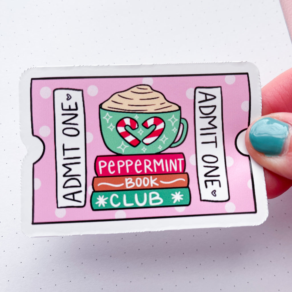 Peppermint Book Club Ticket Vinyl Die Cut Sticker