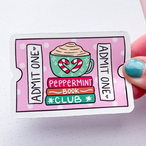 Peppermint Book Club Ticket Vinyl Die Cut Sticker