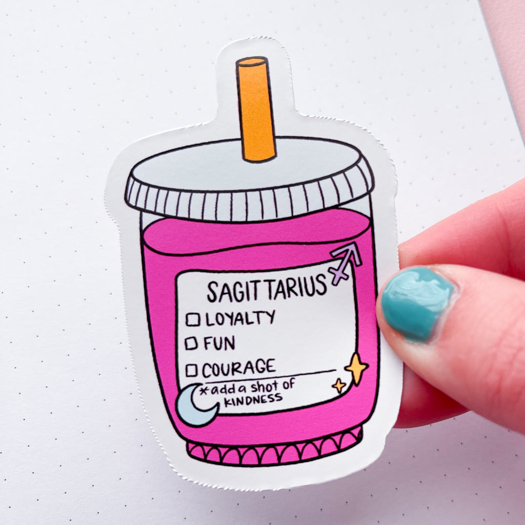 Sagittarius Coffee Order Vinyl Die Cut Sticker