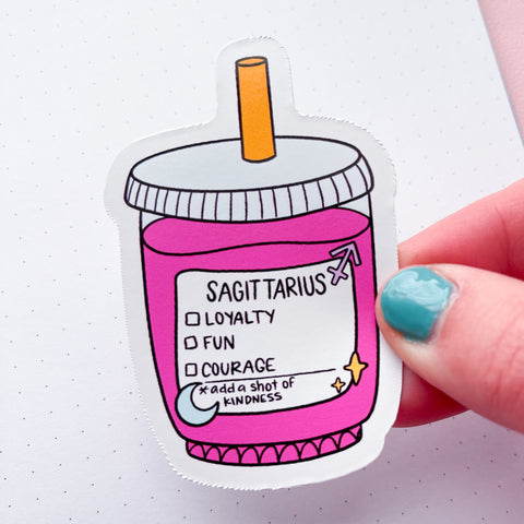 Sagittarius Coffee Order Vinyl Die Cut Sticker