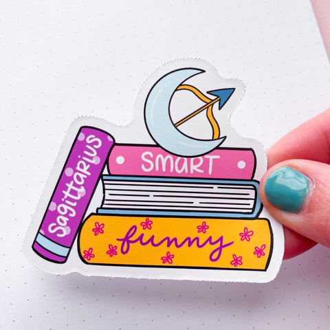 Sagittarius Book Stack Vinyl Die Cut Sticker