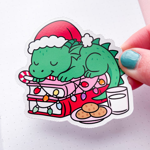 Christmas Book Dragon Vinyl Die Cut Sticker