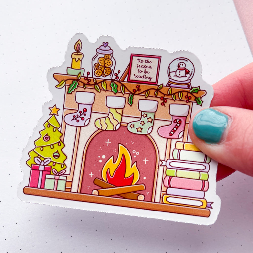 Winter Fire Place Vinyl Die Cut Sticker
