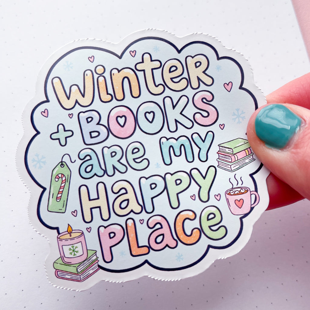 Winter Books Happy Place Vinyl Die Cut Sticker