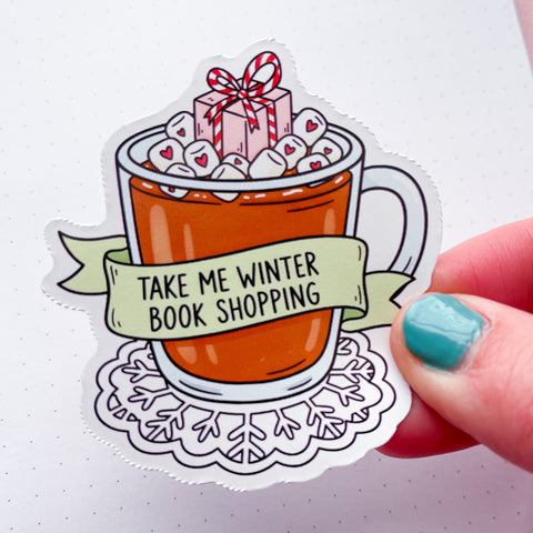 Take Me Winter Book Shopping Vinyl Die Cut Sticker