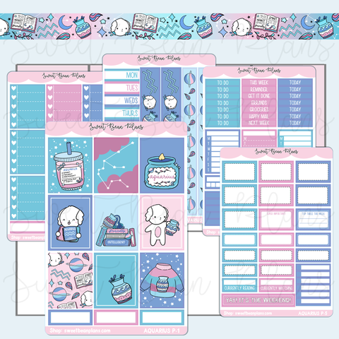 Aquarius Weekly Kit Vinyl Planner Stickers