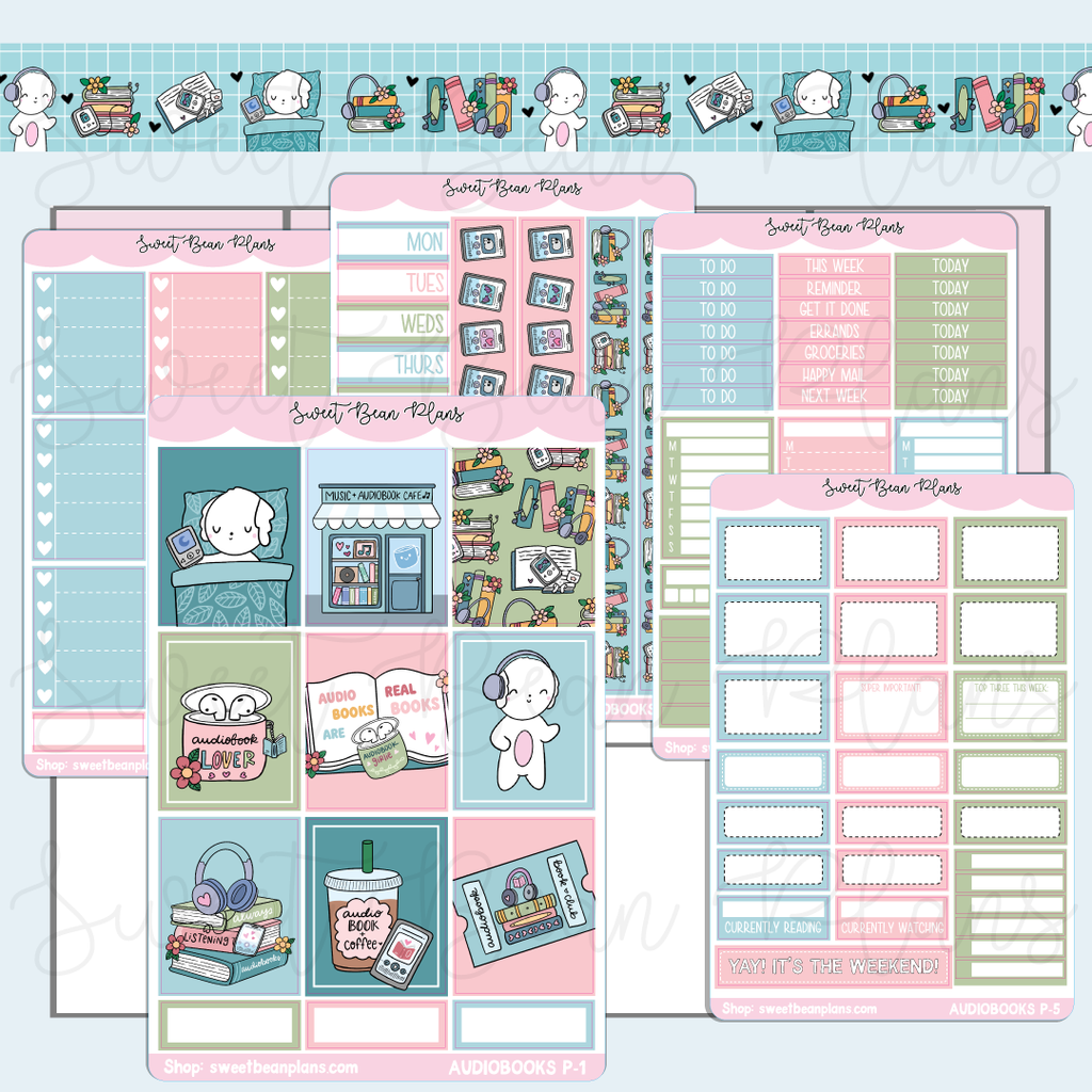 Audiobooks Weekly Kit Vinyl Planner Stickers