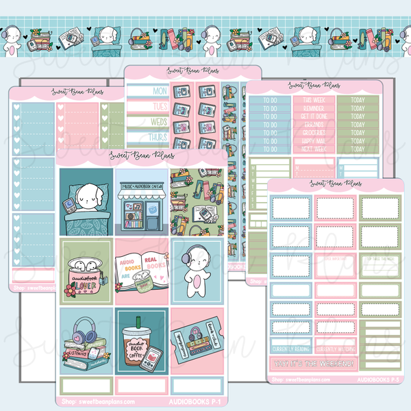 Audiobooks Weekly Kit Vinyl Planner Stickers