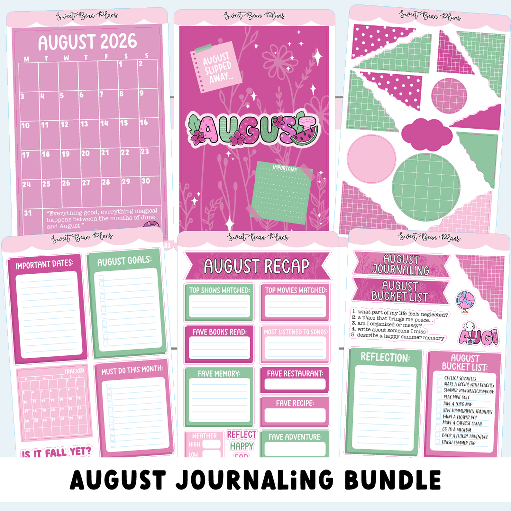 August 2026 JOURNALING Bundle (6 Pages)