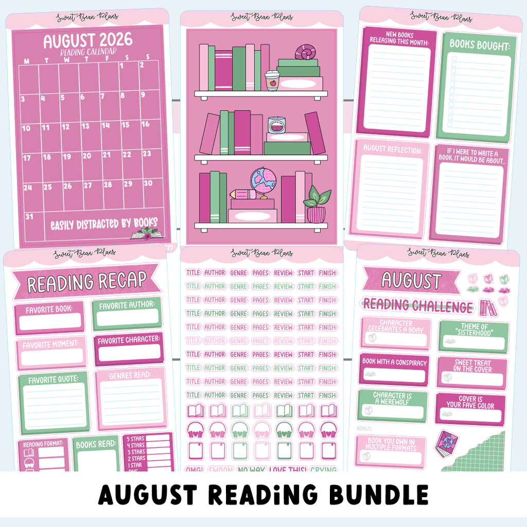 August 2026 READING Journal Bundle (6 Pages)