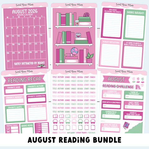August 2026 READING Journal Bundle (6 Pages)