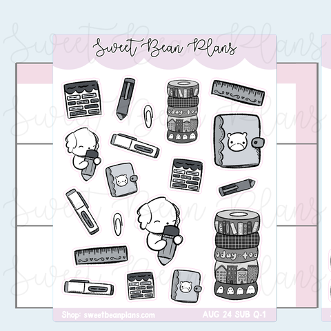 August 2024 Neutral Planner Stickers | VAULT24 Q-1