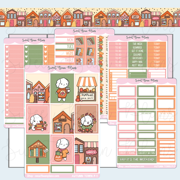 Autumn Town Weekly Kit Vinyl Planner Stickers