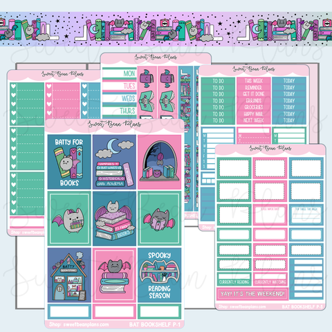 Bat Bookshelf Weekly Kit Vinyl Planner Stickers