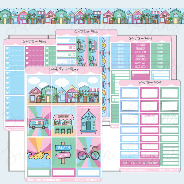 Beach Town Weekly Kit Vinyl Planner Stickers