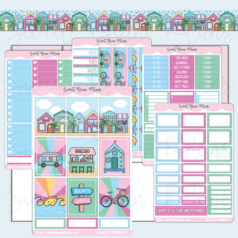 Beach Town Weekly Kit Vinyl Planner Stickers