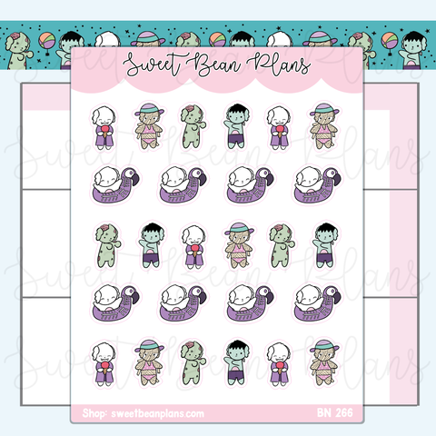 Scary Beach Beans Vinyl Planner Stickers | Bn 266