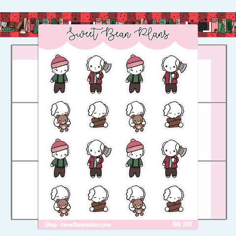 Lumberjack Beans Vinyl Planner Stickers | Bn 305
