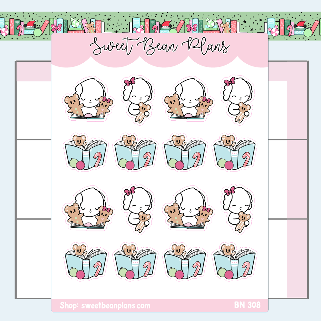 Very Merry Reading Bean Vinyl Planner Stickers | Bn 308