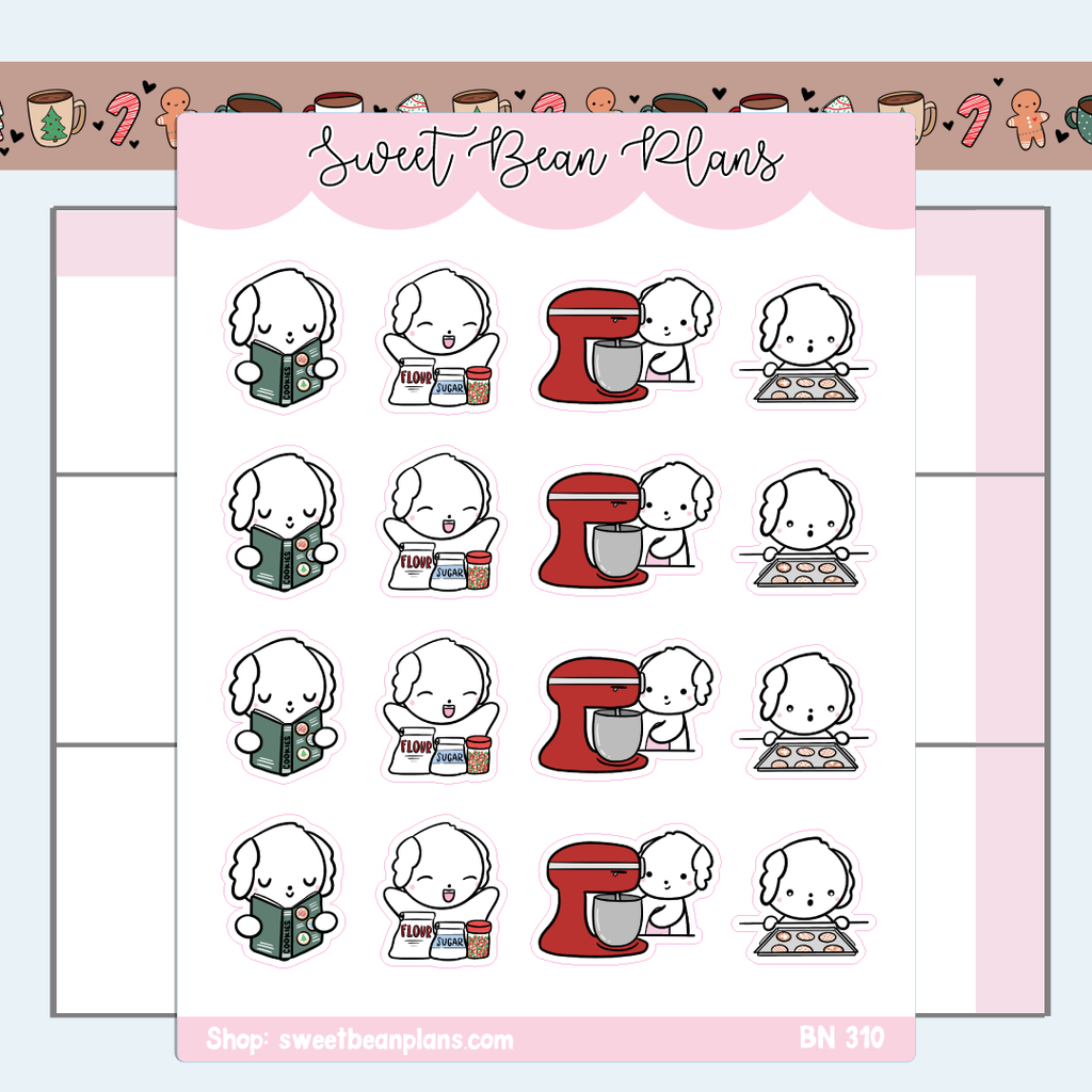 Christmas Baking Bean Vinyl Planner Stickers | Bn 310